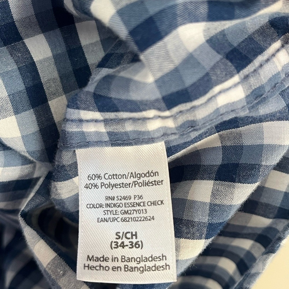 George Mens Short Sleeve Button Down Shirt Blue White Gingham Check Small 34-36 - Picture 5 of 6